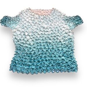 Blue Ombré Popcorn Top 2000s 90s vintage style